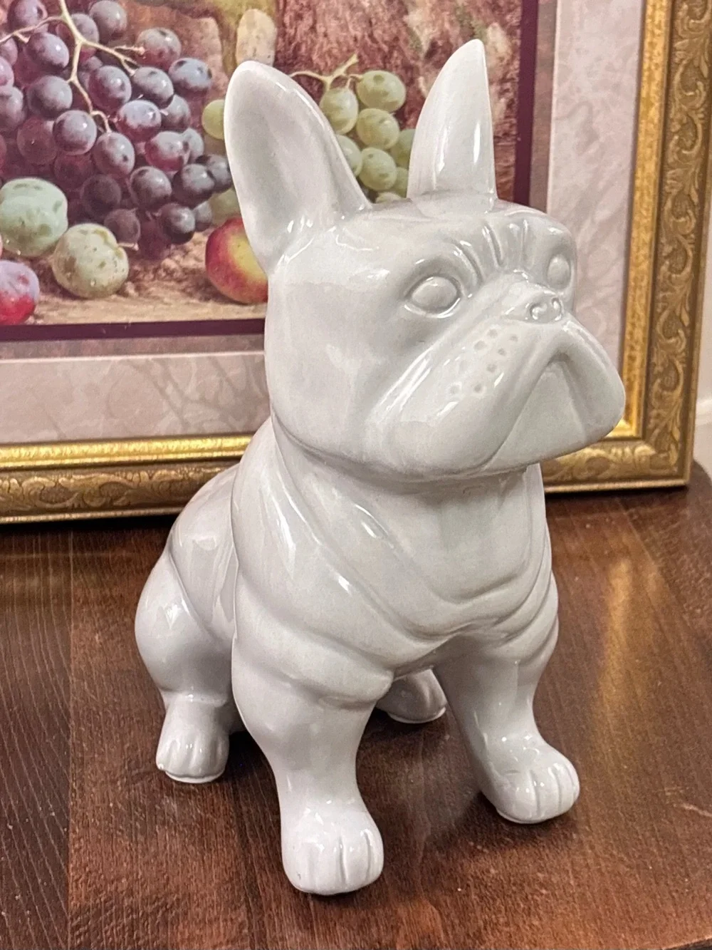 🐾 French Bulldog Ceramic Figurine — Glossy White Decor Piece